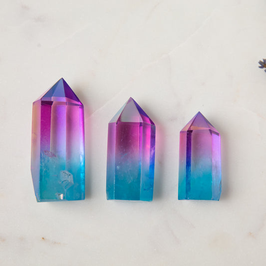 Magenta Blue Aura Crystal Towers